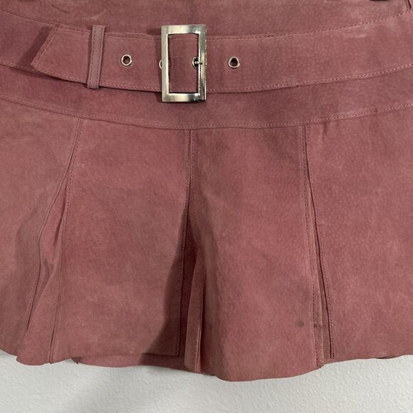 Eyeshadow Mini Skirt Womens 3 or 4 Pink Suede Pleated Barbiecore‎ Y2K Grunge - Picture 2 of 7